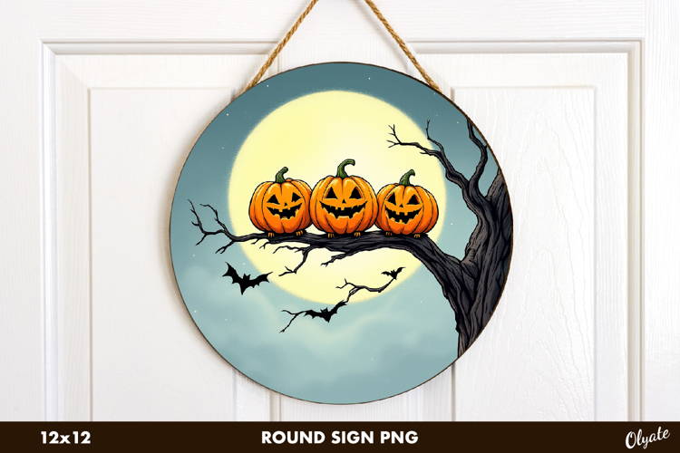 Funny Pumpkins, Halloween Round Sign PNG
