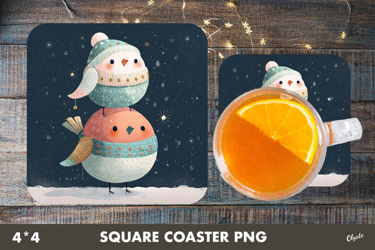 Funny Bird Coaster Sublimation. Christmas Square Coaster