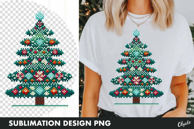 Knitting Christmas Tree Sublimation PNG. Christmas Tshirt