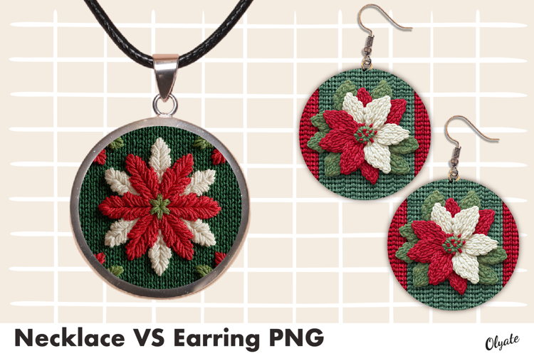 Crochet Jewelry, Earring Christmas, Pendant Sublimation PNG