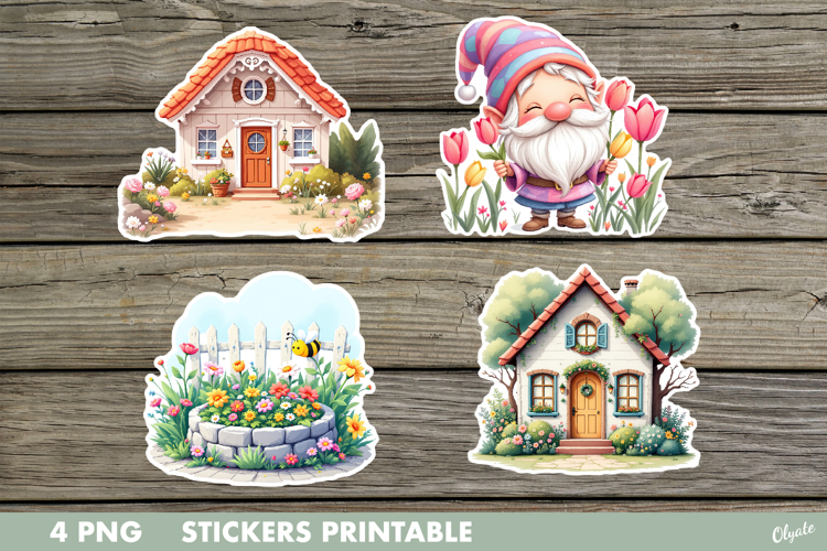 Spring Garden Stickers PNG. Spring Sticker Printable PNG