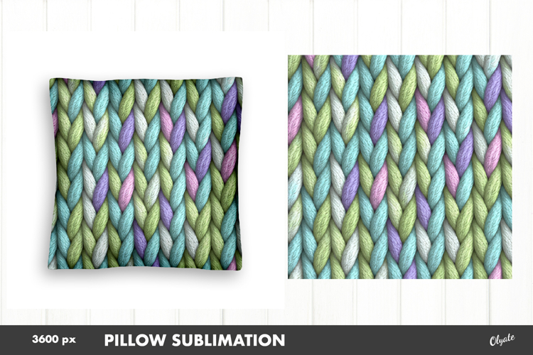 Pillow Faux Yarn Style Sublimation PNG, Crochet Pillow PNG