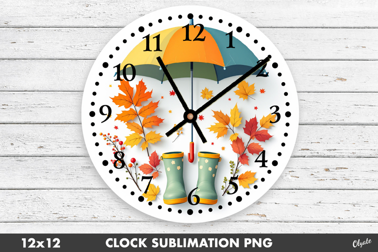Clock Face Sublimation PNG. Fall, Autumn Design PNG