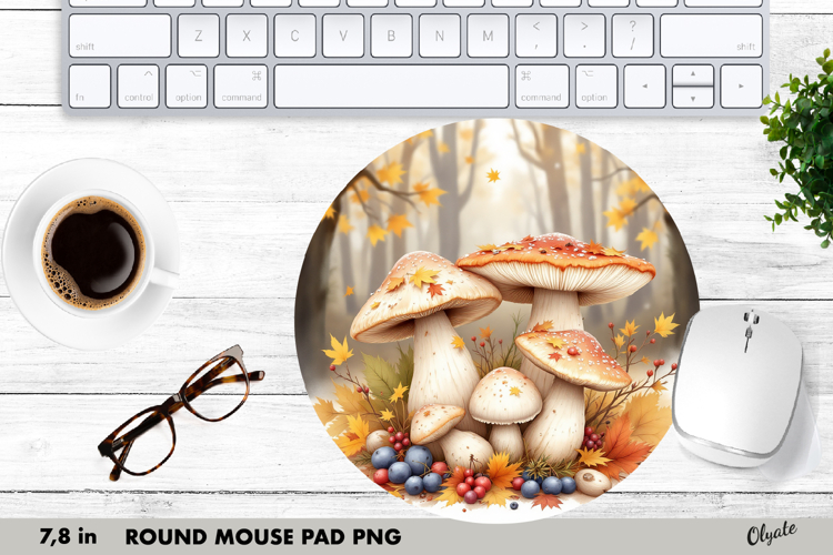 Mushrooms Sublimation, Round Mouse Pad PNG