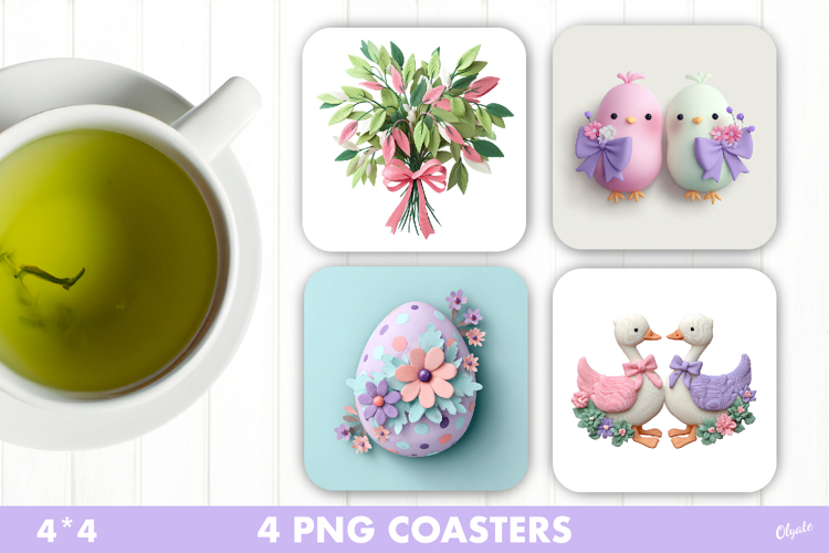 Charming Easter Sublimation, Easter Coaster PNG