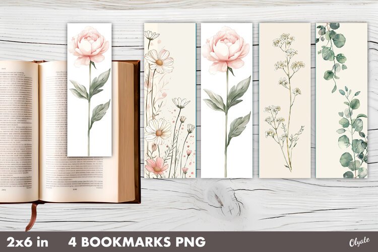 Floral Bookmarks, Printable Bookmarks example image 1