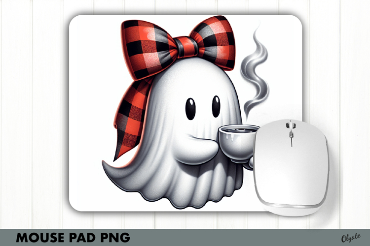 Halloween Mouse Pad Sublimation PNG. Cute Ghost PNG