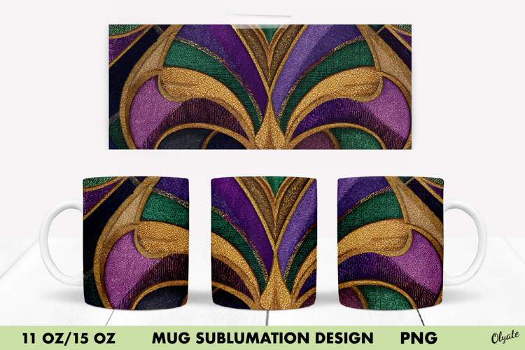 Mardi Gras Mug Sublimation Design, 11 OZ, 15 OZ Mug Wrap