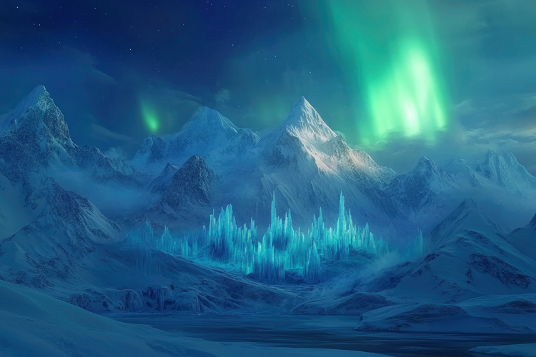 Aurora Borealis with Glacier Background