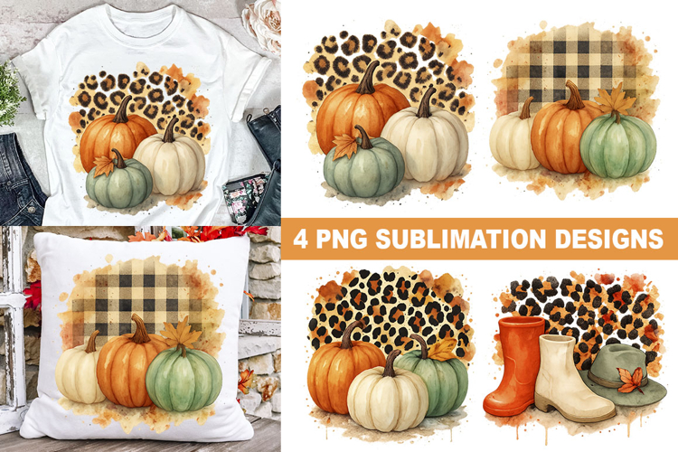 Leopard and Plaid Pumpkin Fall PNG Sublimation