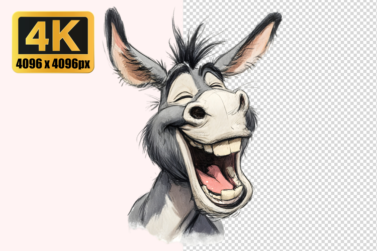 Cartoon Donkey with a Wide Grin Transparent PNG