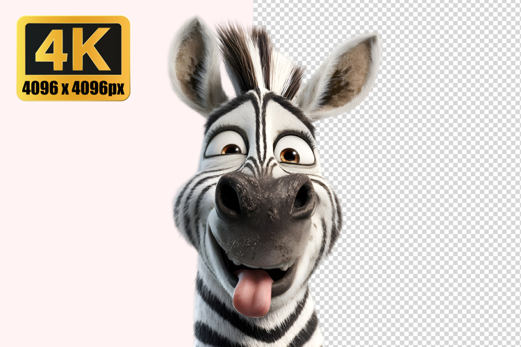 Zebra with Tongue Transparent PNG