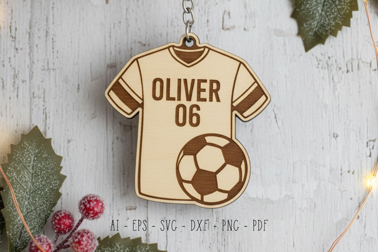 Football Jersey with Name on Back Keychain Ornament Cut File