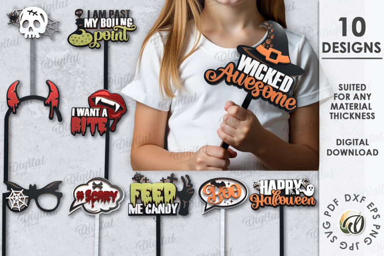 Halloween Photo Booth Props Bundle Lasercut. Halloween SVG