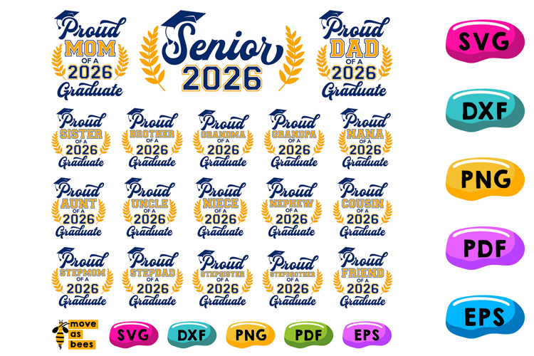 Proud Family Of A 2026 Graduate Svg, Png, Bundle, Mom, Dad