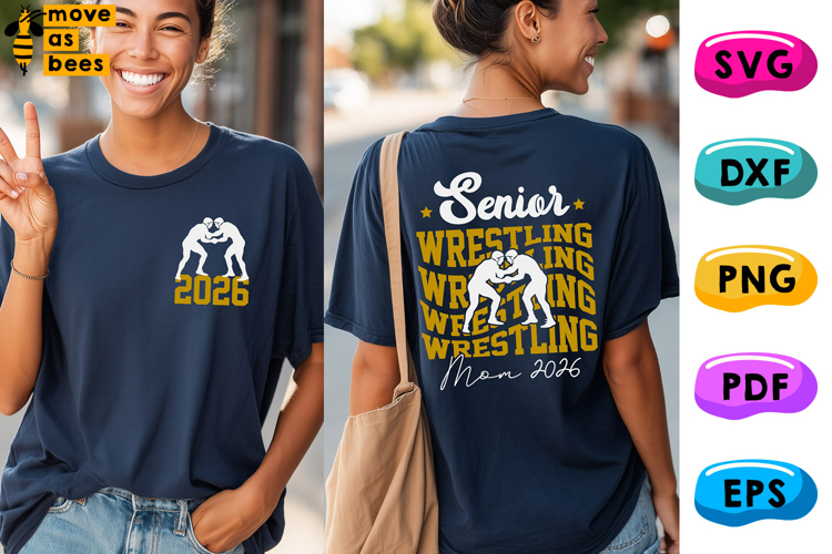 Wrestling Senior Mom 2026 Svg, Png, Finish Strong, Mom Shirt