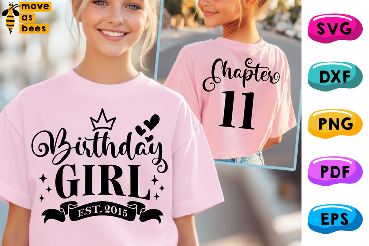 11th Birthday Girl Svg, Png, Est 2015, Chapter 11 Girl Shirt