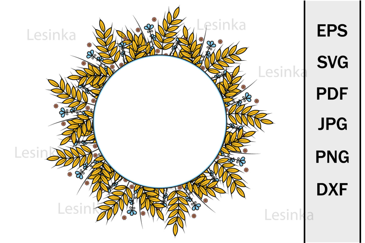 Cute Border Frame made of wheat ears, Clipart svg