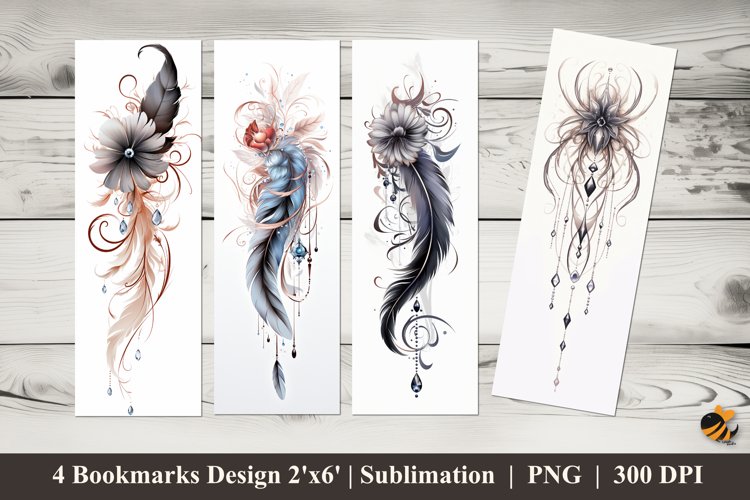 Abstract Boho Bookmarks Sublimation Design example image 1