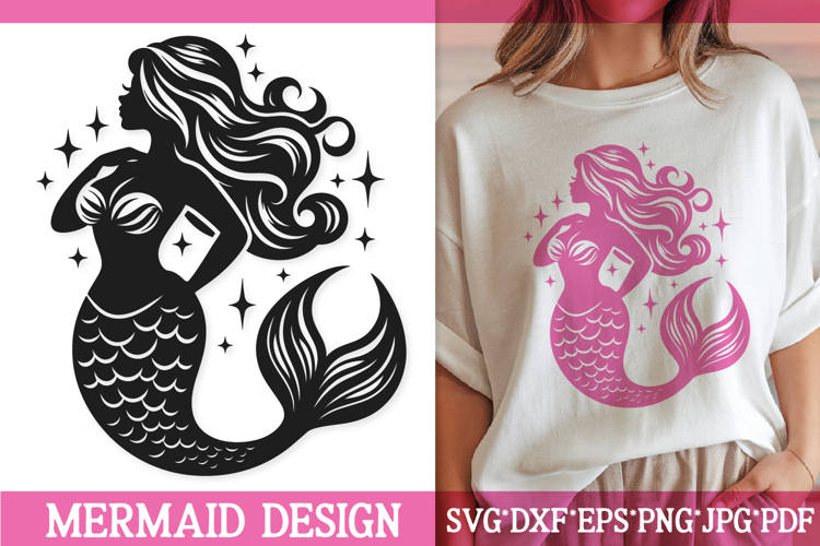 Elegant Mermaid SVG | Under the Sea Silhouette Cut File