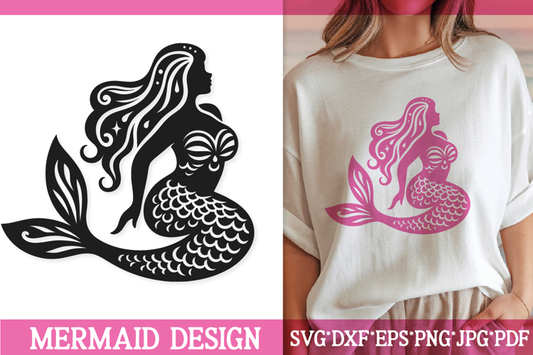 Elegant Mermaid SVG | Under the Sea Silhouette Cut File