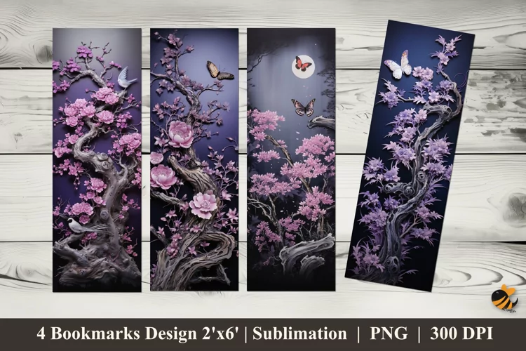 Butterfly Garden Bookmarks Sublimation Design