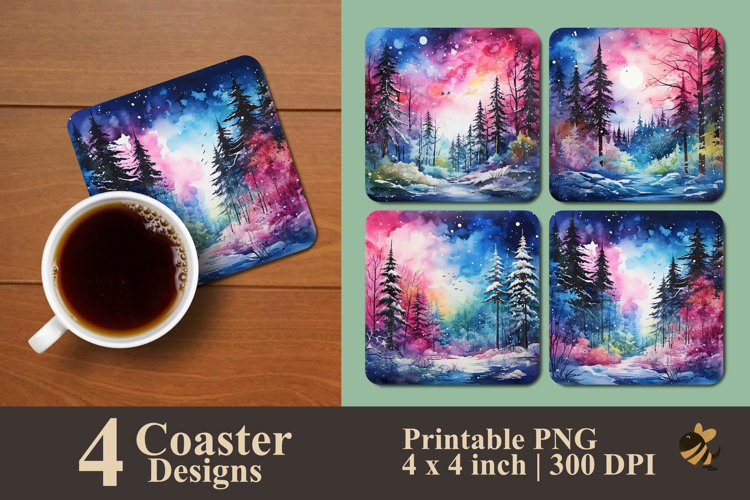 Vibrant Forest Coaster Sublimation Design