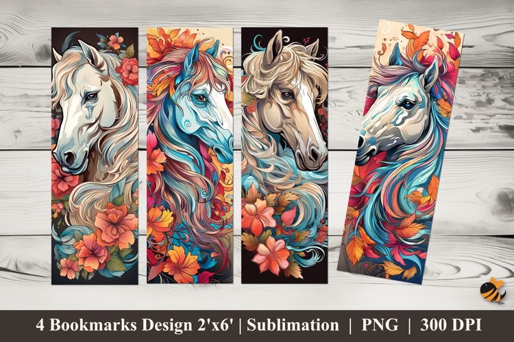 Horse Colorful Bookmarks Sublimation Design