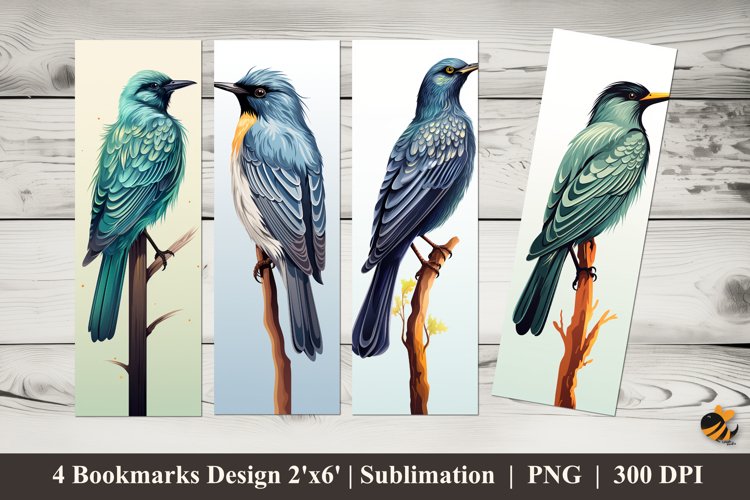 Starling Bird Bookmarks Sublimation Design example image 1