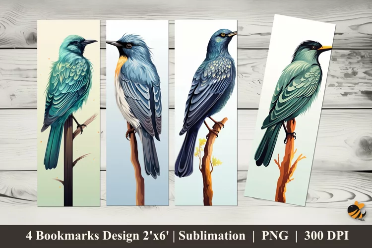 Starling Bird Bookmarks Sublimation Design