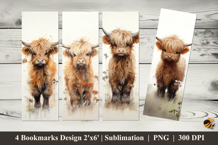 Cute Baby Cow Bookmarks Sublimation Design