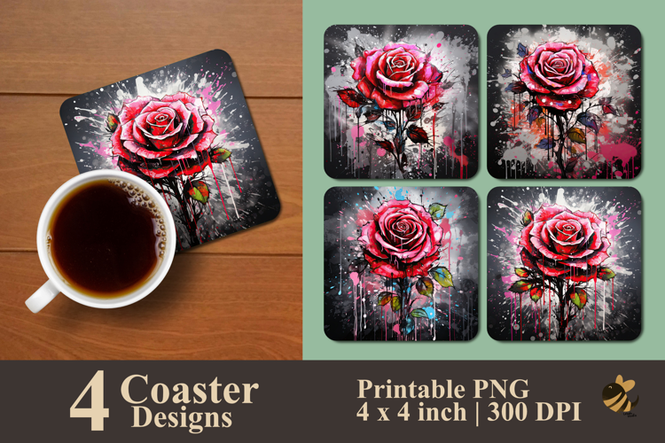 Northern Breeze Rose Coaster Sublimation Design