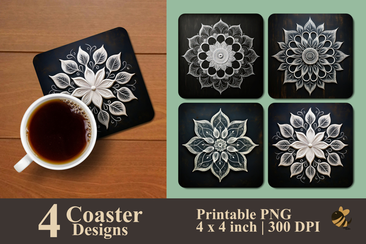 Chalkboard Mandala Harmony Coaster Sublimation Design