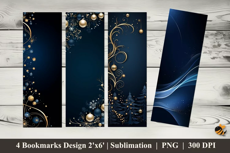 Simple Blue Frame Bookmarks Sublimation Design