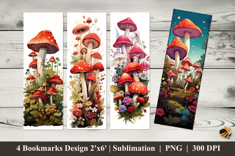 Mushroom Forest Bookmarks Sublimation Design