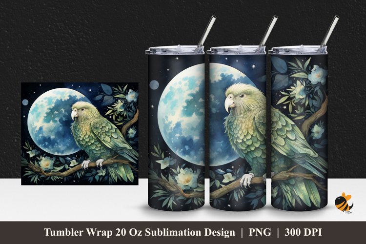 Kakapo Bird Tumbler Wrap Sublimation Design 1