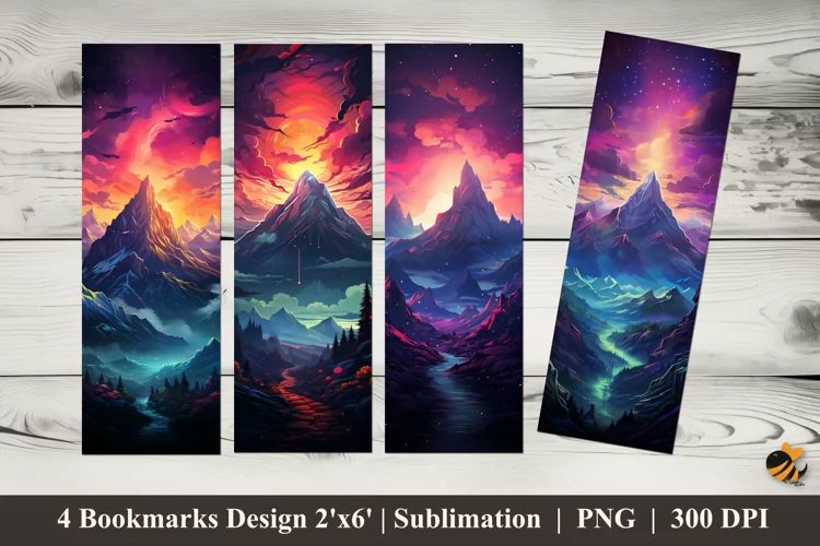 Mountain Highlights Bookmarks Sublimation Design