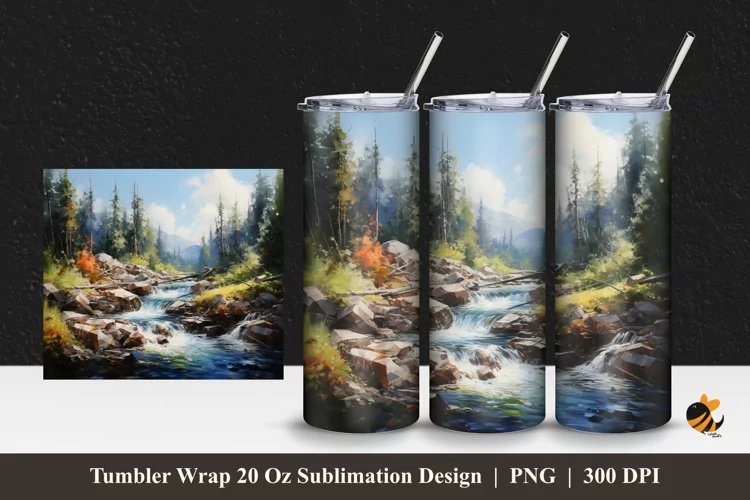 Natural Landscape Tumbler Wrap Sublimation Design 1