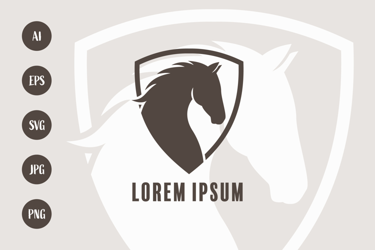 Stylized Horse Head Shield Logo on Background