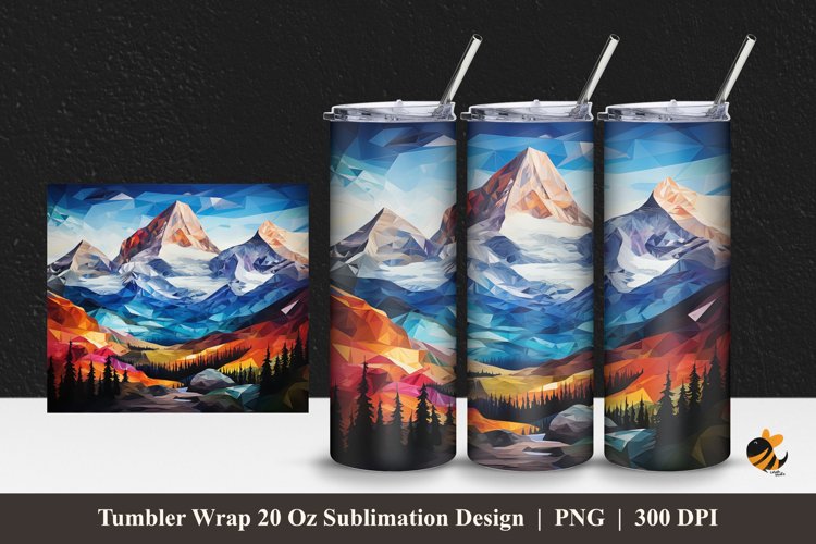 Mountains Sparkling Tumbler Wrap Sublimation Design 1