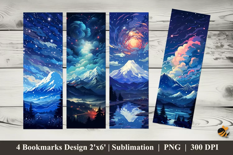 Snow Mountain Bookmarks Sublimation Design
