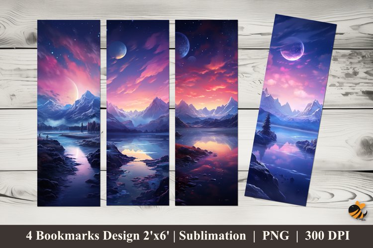 Twilight Sky Bookmarks Sublimation Design example image 1