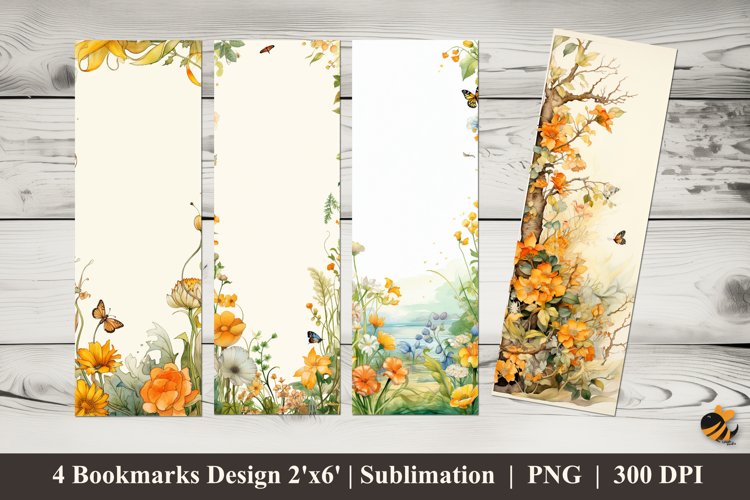 Butterfly Garden Bookmarks Sublimation Design example image 1