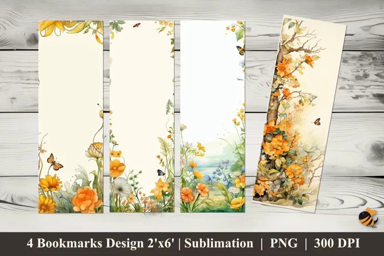 Butterfly Garden Bookmarks Sublimation Design