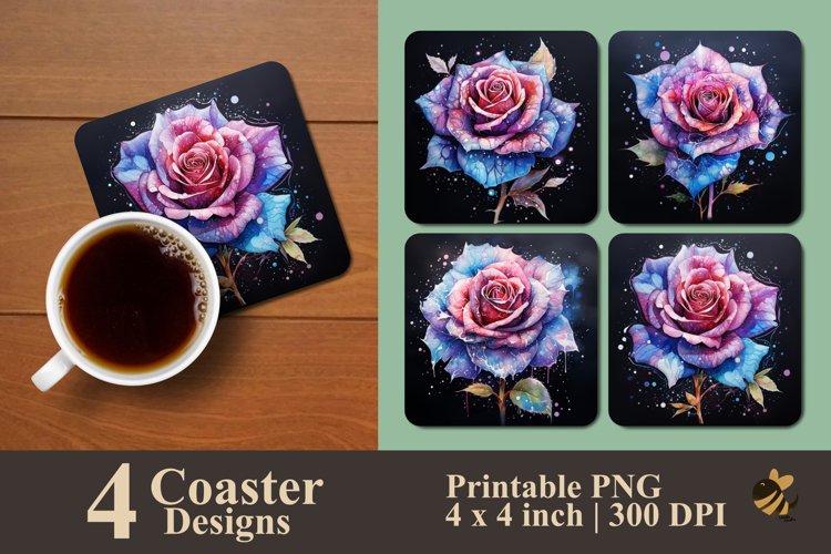 Sweet Rose Coaster Sublimation Designs example image 1