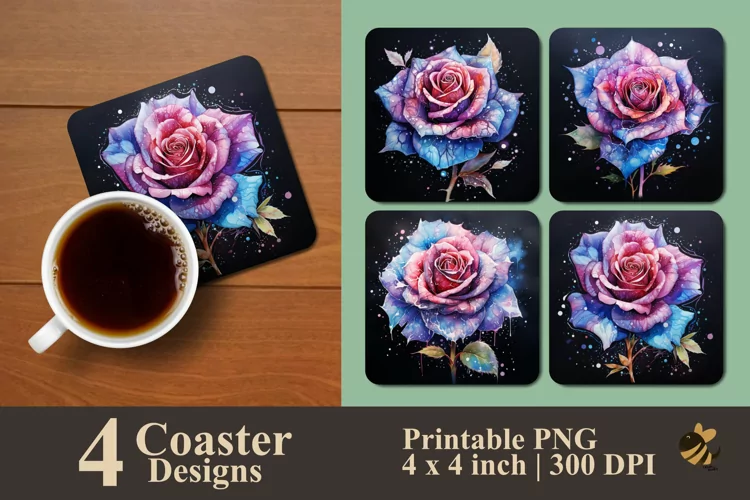 Sweet Rose Coaster Sublimation Designs