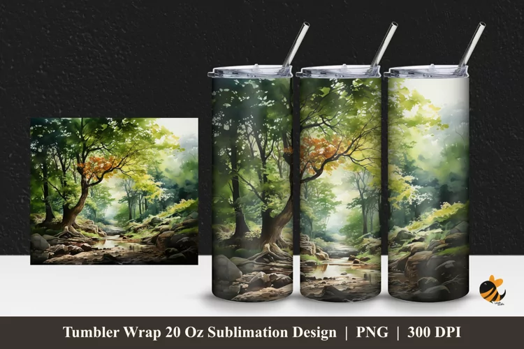 Greenish Tumbler Wrap Sublimation Design 1