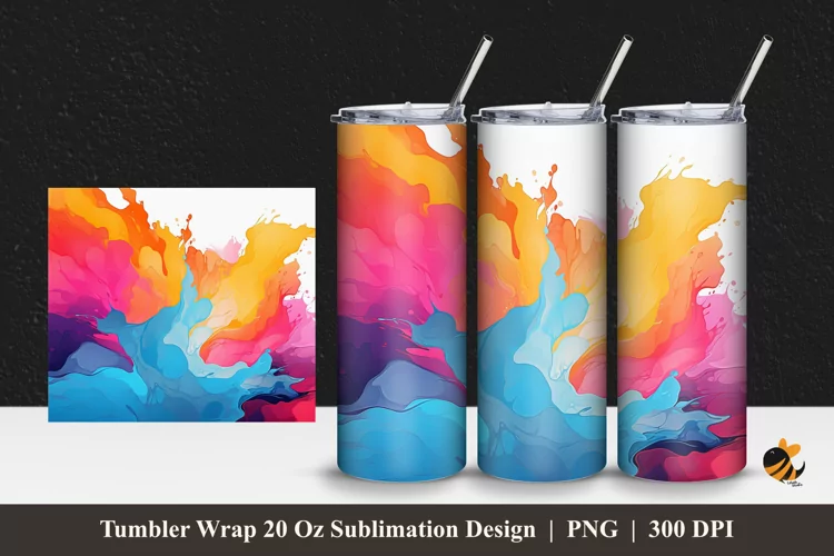 Mix Colors Abstract Tumbler Wrap Sublimation Design 1