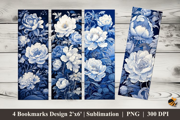 Gentle Peonies Bookmarks Sublimation Design example image 1