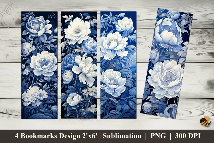 Gentle Peonies Bookmarks Sublimation Design